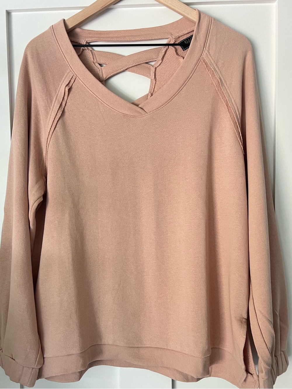 Rachel Roy Blush Pink Criss Cross Cutout Sweatshirt Women’s Large